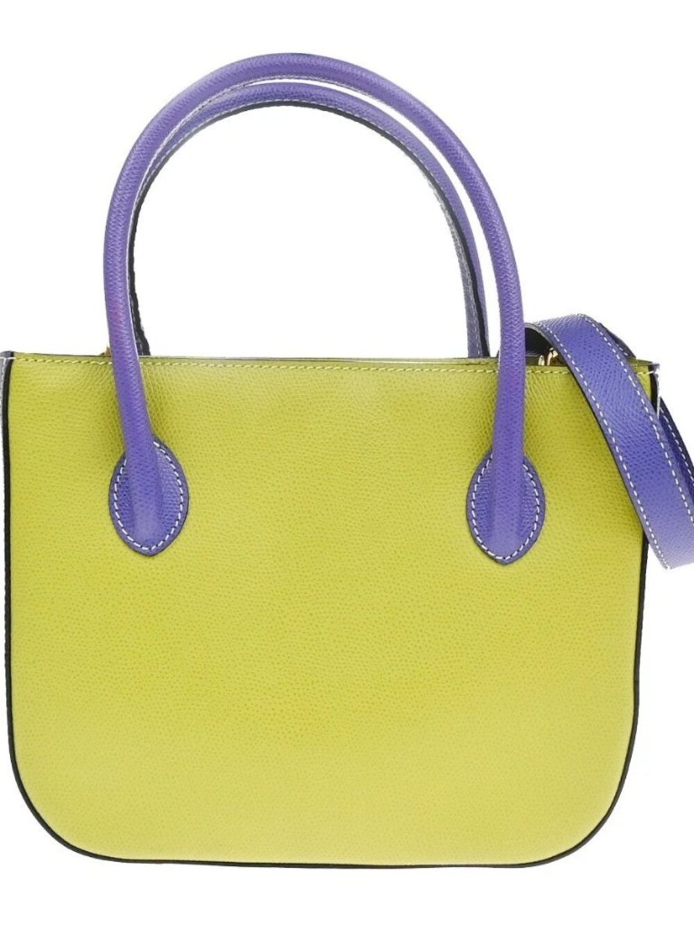 CELINE Logo 2Way Shoulder Hand Bag Leather Green Purple GHW Italy 70RL972
